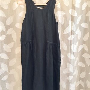Black linen flax dress